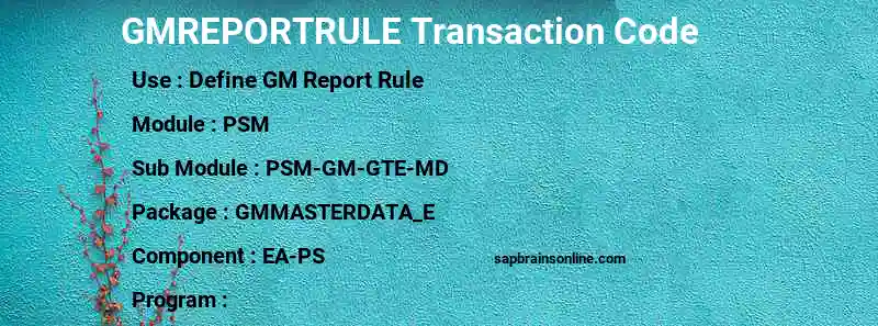 SAP GMREPORTRULE transaction code