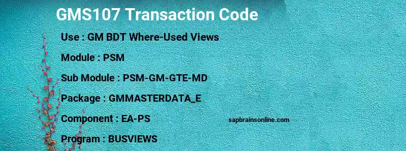 SAP GMS107 transaction code