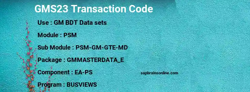 SAP GMS23 transaction code