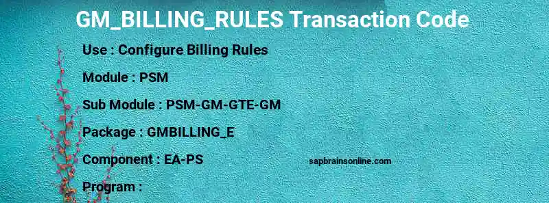 SAP GM_BILLING_RULES transaction code
