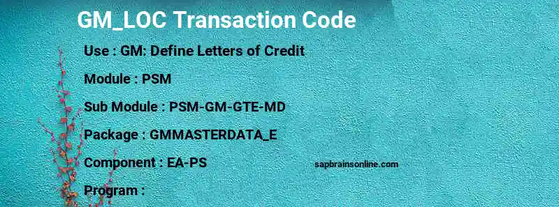 SAP GM_LOC transaction code