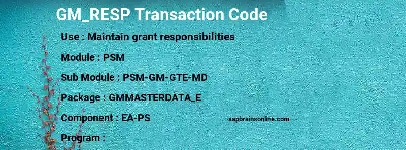 SAP GM_RESP transaction code