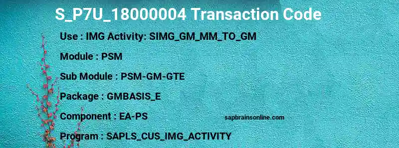 SAP S_P7U_18000004 transaction code