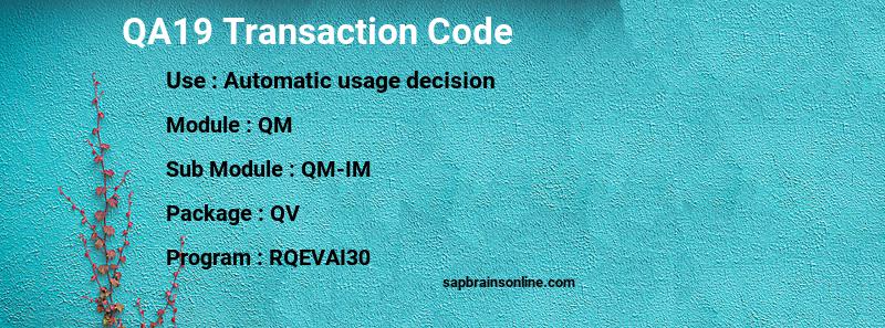 SAP QA19 transaction code