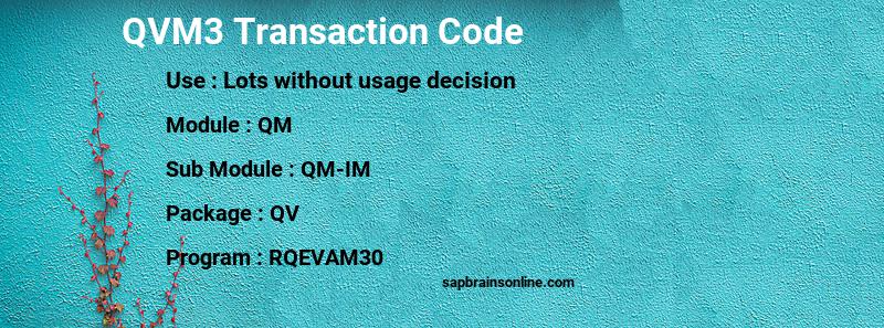 SAP QVM3 transaction code