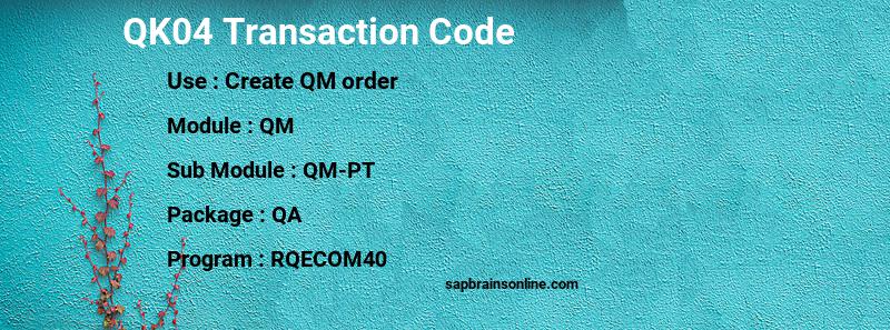 SAP QK04 transaction code