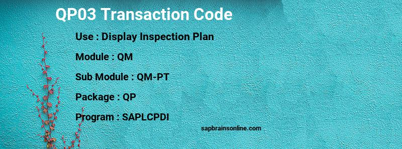 SAP QP03 transaction code