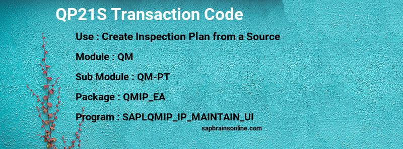 SAP QP21S transaction code