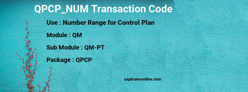 SAP QPCP_NUM transaction code