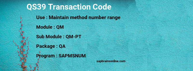 SAP QS39 transaction code