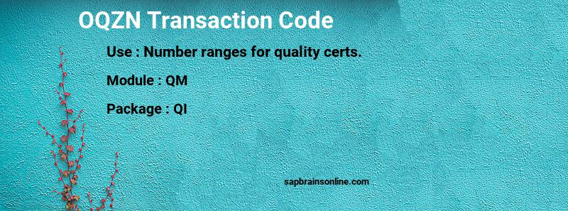 SAP OQZN transaction code