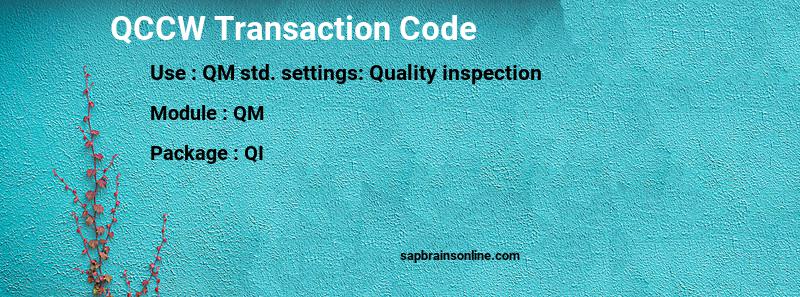 SAP QCCW transaction code