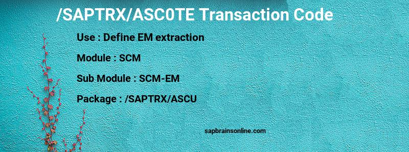 SAP /SAPTRX/ASC0TE transaction code