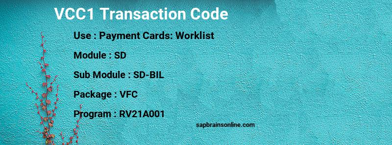 SAP VCC1 transaction code