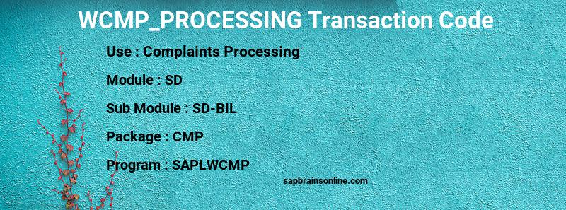 SAP WCMP_PROCESSING transaction code