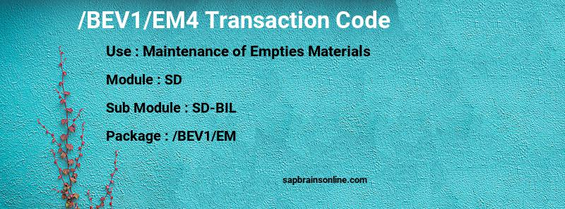 SAP /BEV1/EM4 transaction code
