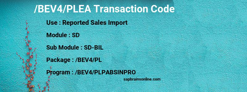 SAP /BEV4/PLEA transaction code