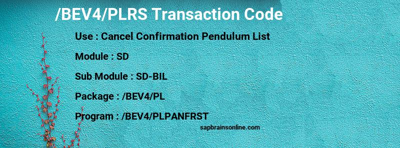 SAP /BEV4/PLRS transaction code