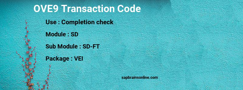 SAP OVE9 transaction code