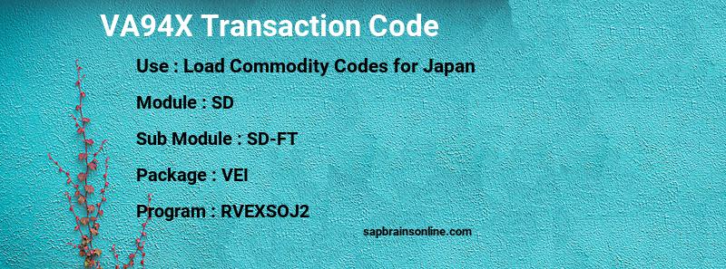 SAP VA94X transaction code