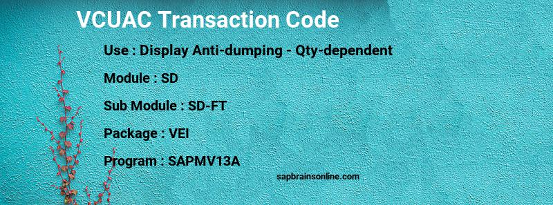 SAP VCUAC transaction code