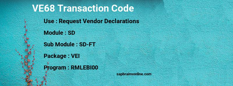 SAP VE68 transaction code