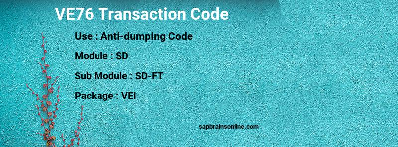 SAP VE76 transaction code