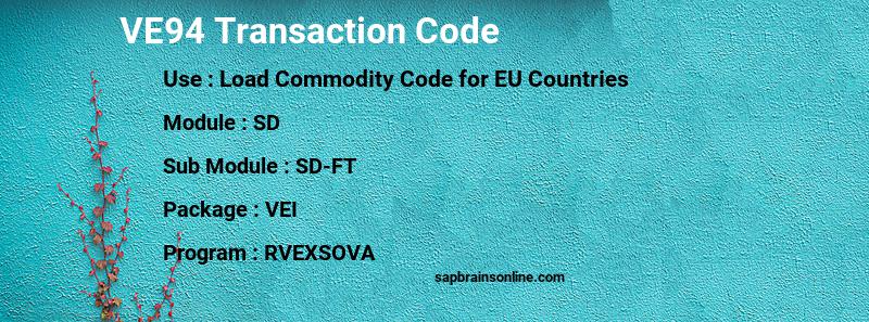 SAP VE94 transaction code