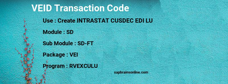 SAP VEID transaction code
