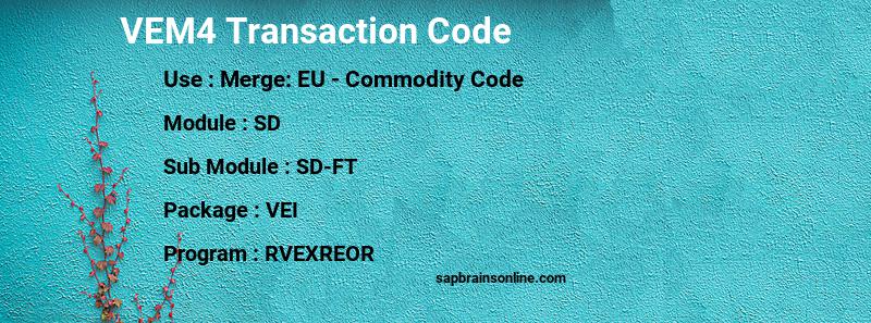 SAP VEM4 transaction code