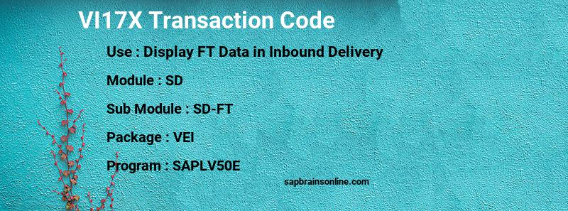 SAP VI17X transaction code