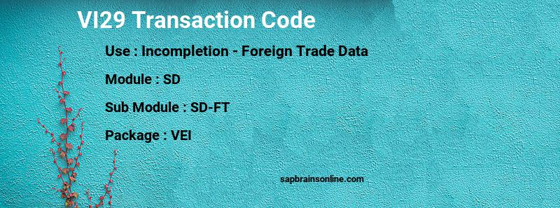SAP VI29 transaction code