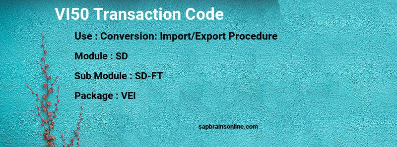 SAP VI50 transaction code