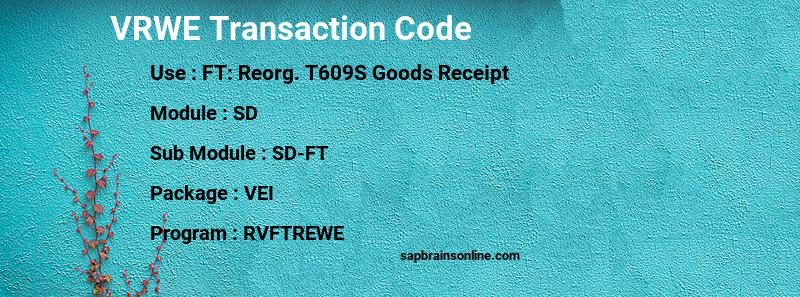 SAP VRWE transaction code