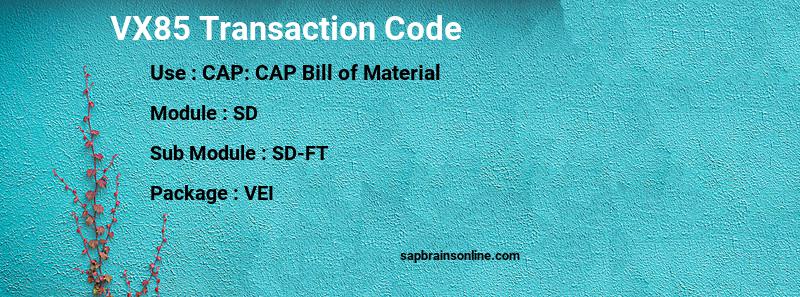 SAP VX85 transaction code