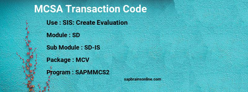 SAP MCSA transaction code
