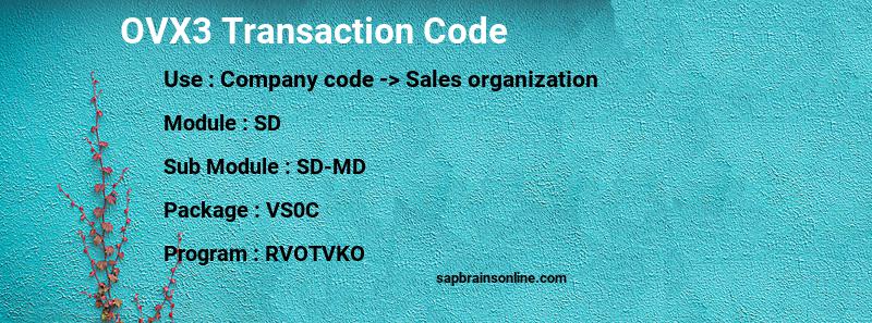 SAP OVX3 transaction code