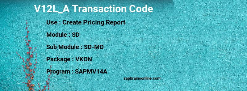 SAP V12L_A transaction code