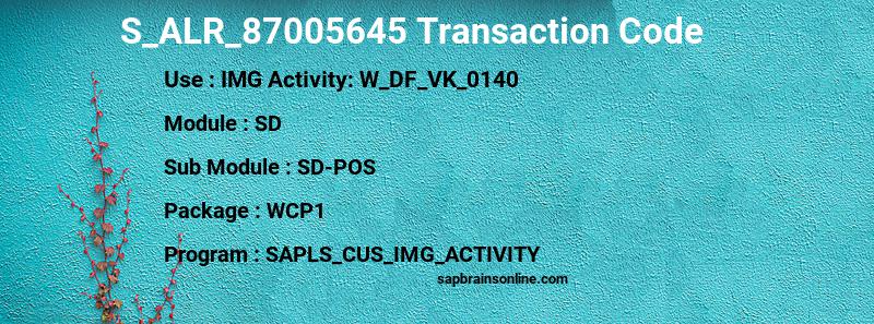 SAP S_ALR_87005645 transaction code
