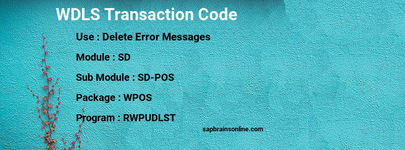 SAP WDLS transaction code
