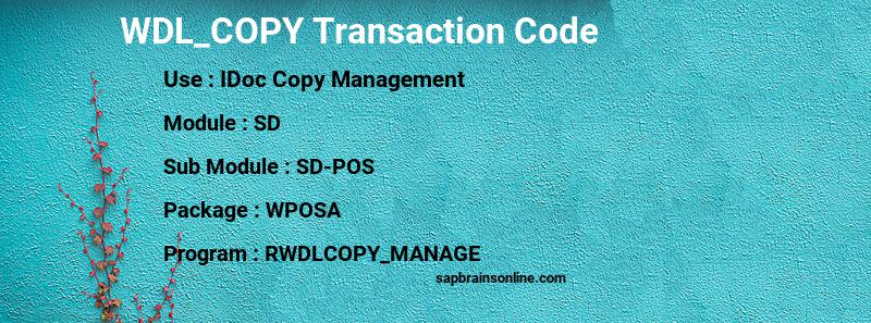 SAP WDL_COPY transaction code