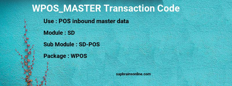 SAP WPOS_MASTER transaction code