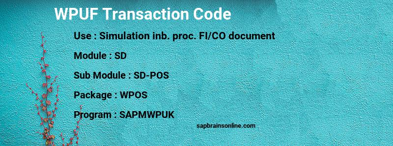 SAP WPUF transaction code