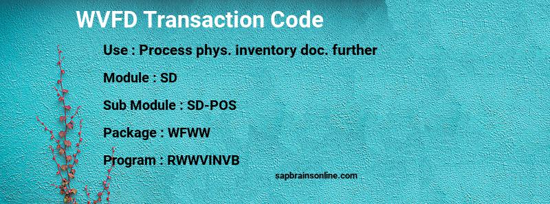 SAP WVFD transaction code