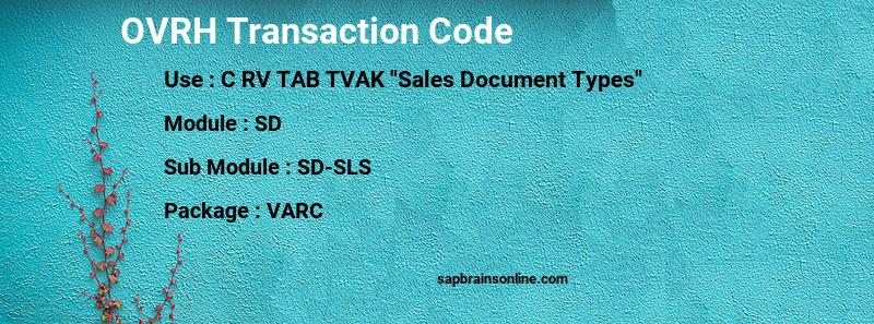 SAP OVRH transaction code