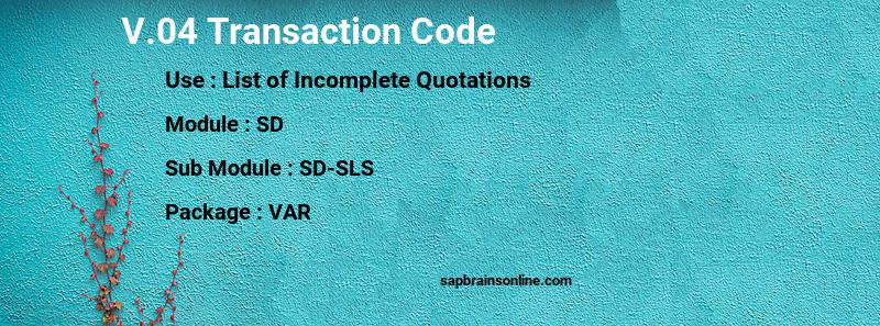SAP V.04 transaction code