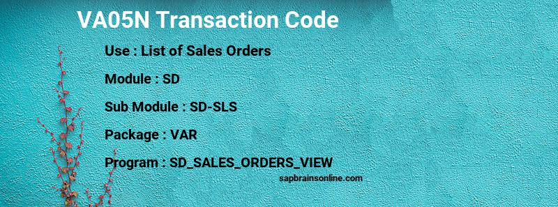 SAP VA05N transaction code