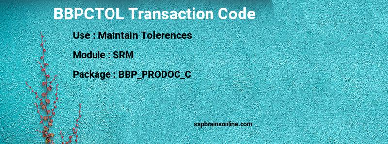 SAP BBPCTOL transaction code