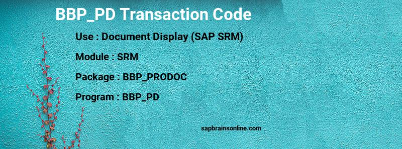 SAP BBP_PD transaction code