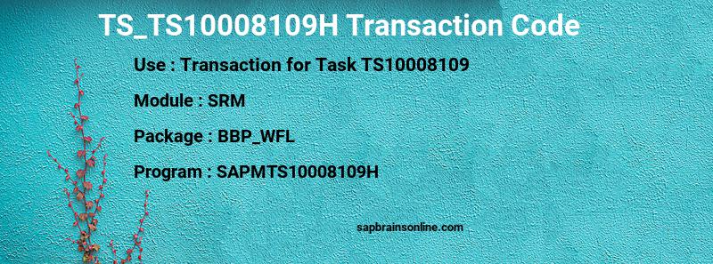 SAP TS_TS10008109H transaction code